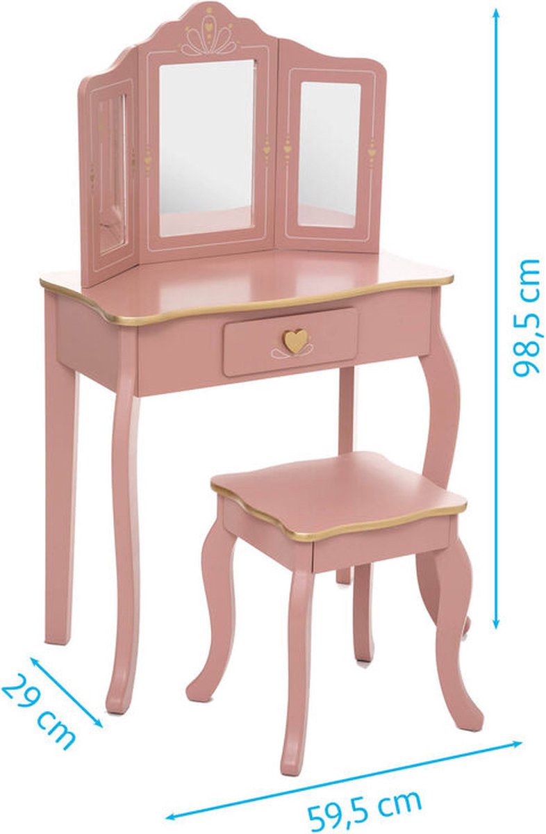 Sphera Dressing Table with Stool for Children - 59.5 x 29 x 98.5 cm - Pink