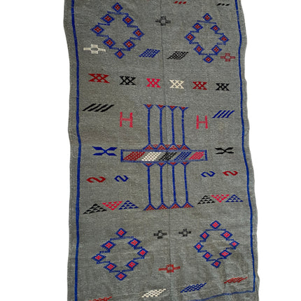 Platgeweven Marokkaans kelim vloerkleed grijs 150 x 95 cm