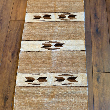Handgeweven kelim vloerkleed / tapijt - 100% wol - 70x140cm - Naturel