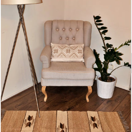 Handgeweven kelim vloerkleed / tapijt - 100% wol - 70x140cm - Naturel