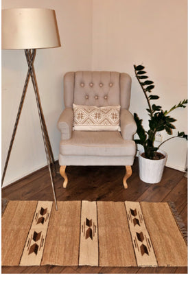 Handgeweven kelim vloerkleed / tapijt - 100% wol - 70x140cm - Naturel