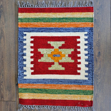 Handgeweven kelim vloerkleed / tapijt - 100% wol - 60x80 cm - classic