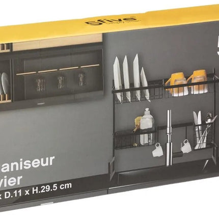 Keuken organizer - afdruiprek 2-in-1 zwart 58 x 51 cm van metaal