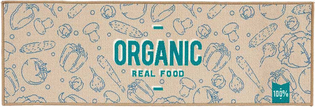 Keukenloper Organic Real Food- Beige/Groen - 40x120 cm