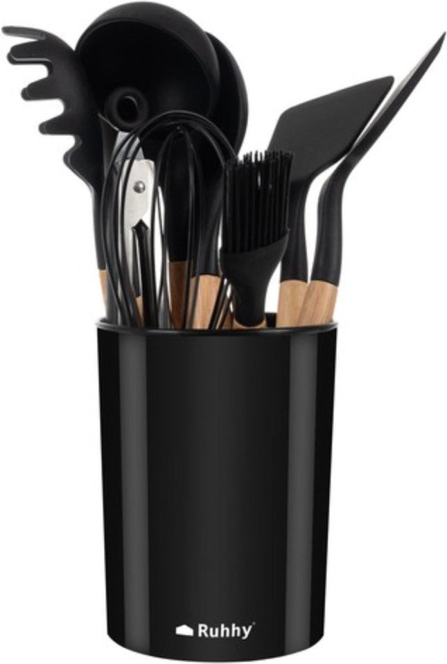 12-Delige Keukenset - Hoogwaardige Siliconen en Hout