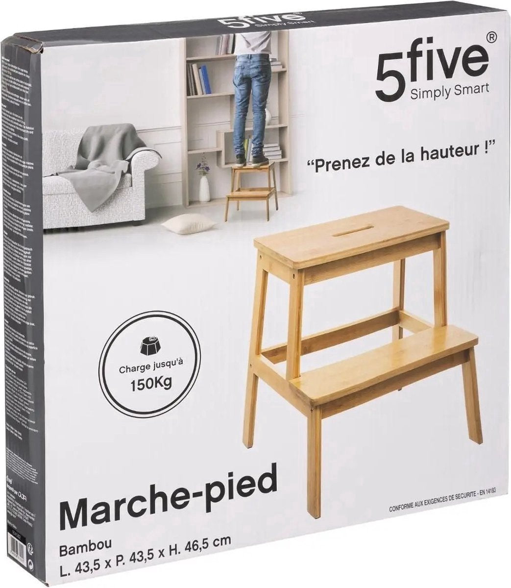 Escabeau de cuisine en bambou à 2 marches 47 cm