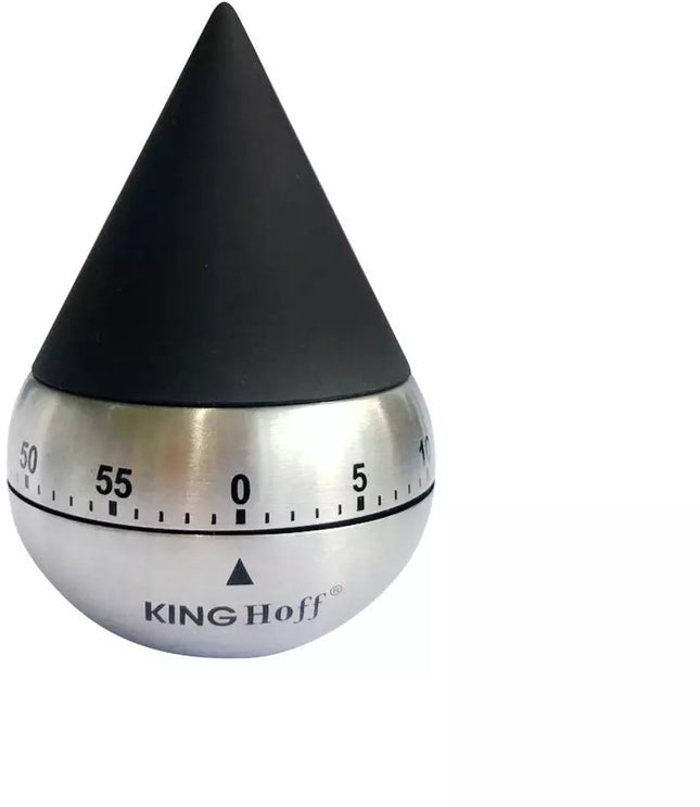 Kinghoff Mechanische Keukenweker - RVS Staal, 60 Minuten Timer, Ø62 x 92 mm - Stijlvol en Duurzaam Keukenaccessoire - Kookwekker