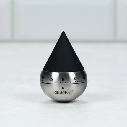 Kinghoff Mechanische Keukenweker - RVS Staal, 60 Minuten Timer, Ø62 x 92 mm - Stijlvol en Duurzaam Keukenaccessoire - Kookwekker