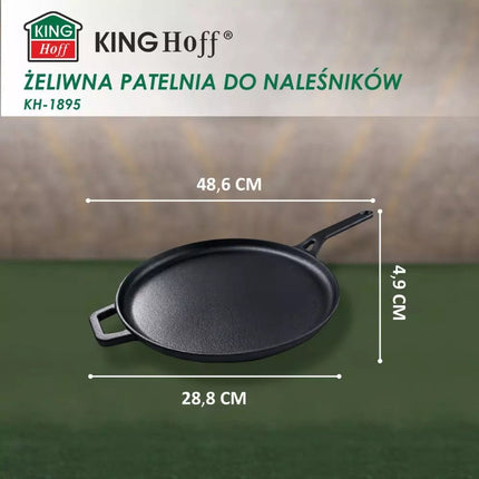 Kinghoff KH1895 Gietijzeren Pannenkoekenpan - Ø29 cm, Ideaal voor Bakken, Braden en Grillen