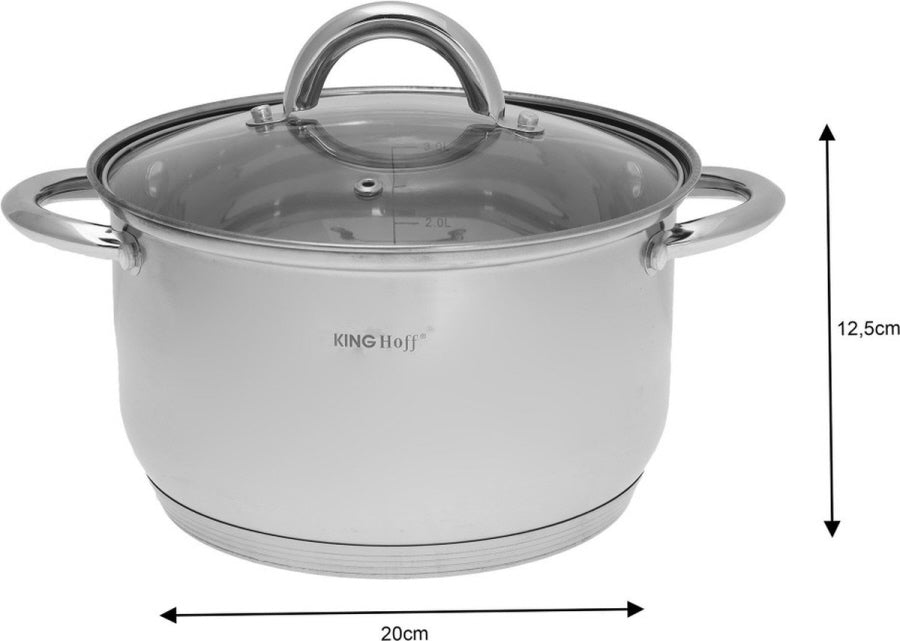 Kinghoff KH4457 Cookware Set - 12-piece - Stainless Steel - Suitable for all heat sources