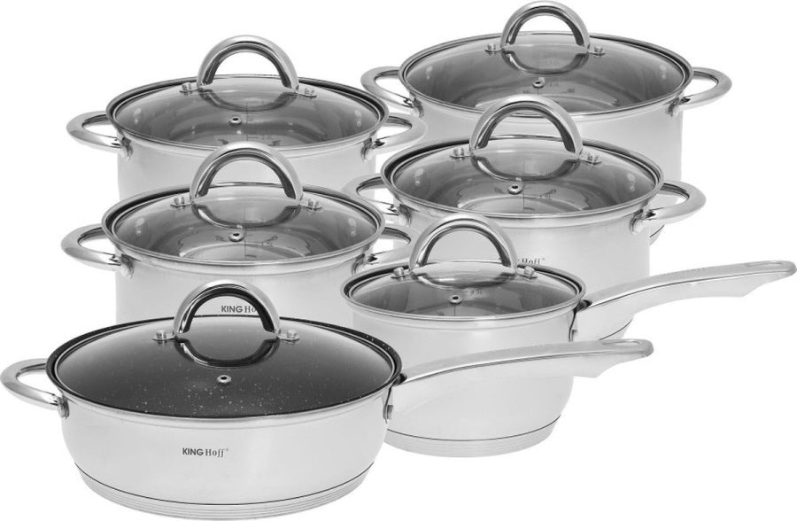 Kinghoff KH4457 Cookware Set - 12-piece - Stainless Steel - Suitable for all heat sources