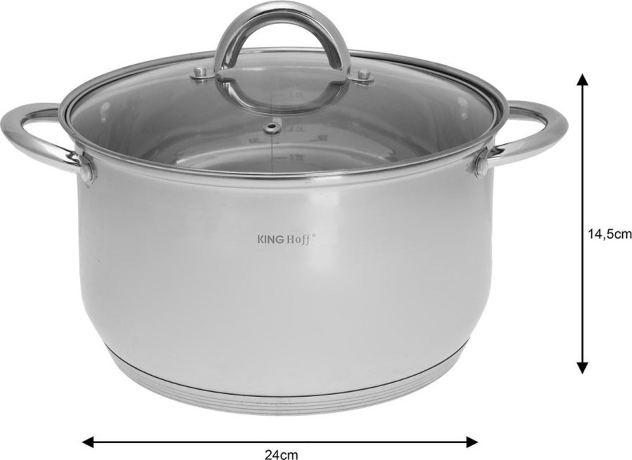 Kinghoff KH4457 Cookware Set - 12-piece - Stainless Steel - Suitable for all heat sources