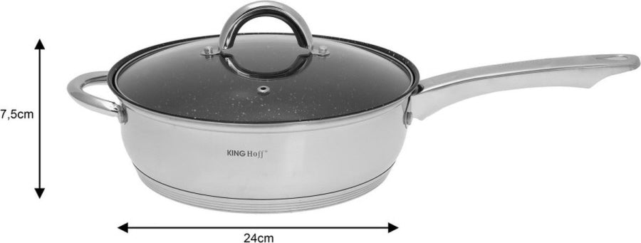 Kinghoff KH4457 Cookware Set - 12-piece - Stainless Steel - Suitable for all heat sources