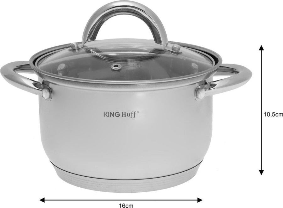 Kinghoff KH4457 Cookware Set - 12-piece - Stainless Steel - Suitable for all heat sources
