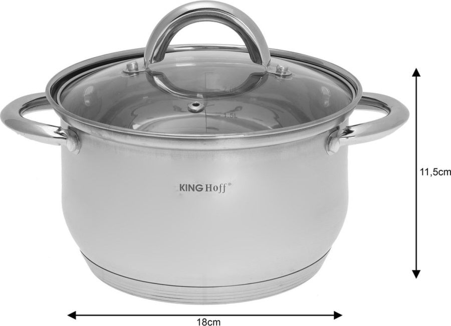 Kinghoff KH4457 Cookware Set - 12-piece - Stainless Steel - Suitable for all heat sources