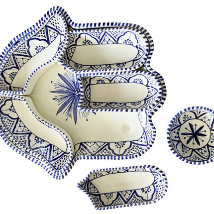 Khamsa schaal serveer set wit-blauw