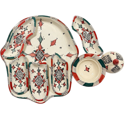 Khamsa tapas - dipping en serveerset-aardewerk -Handmade