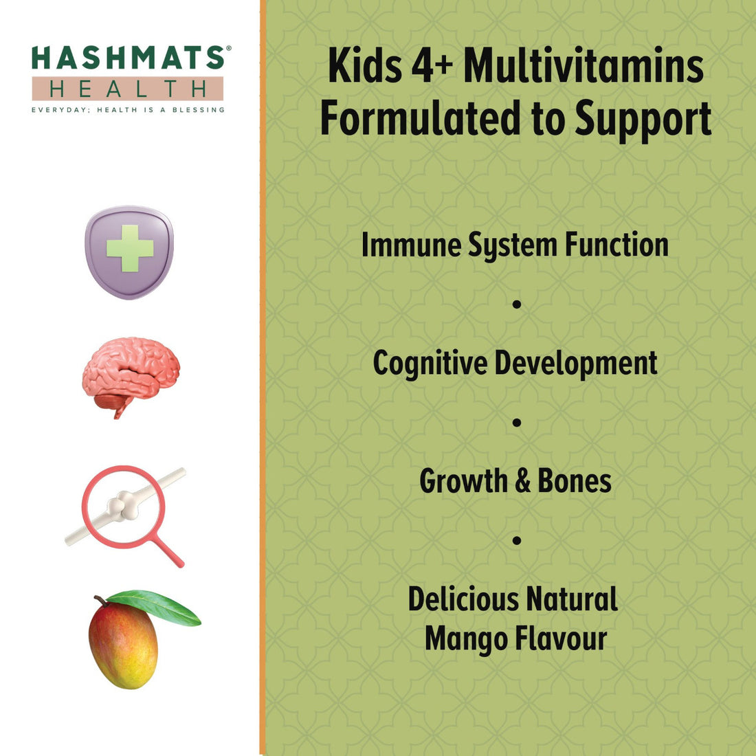 Multivitamines Halal Mangue pour enfants - 22 nutriments par HASHMATS®