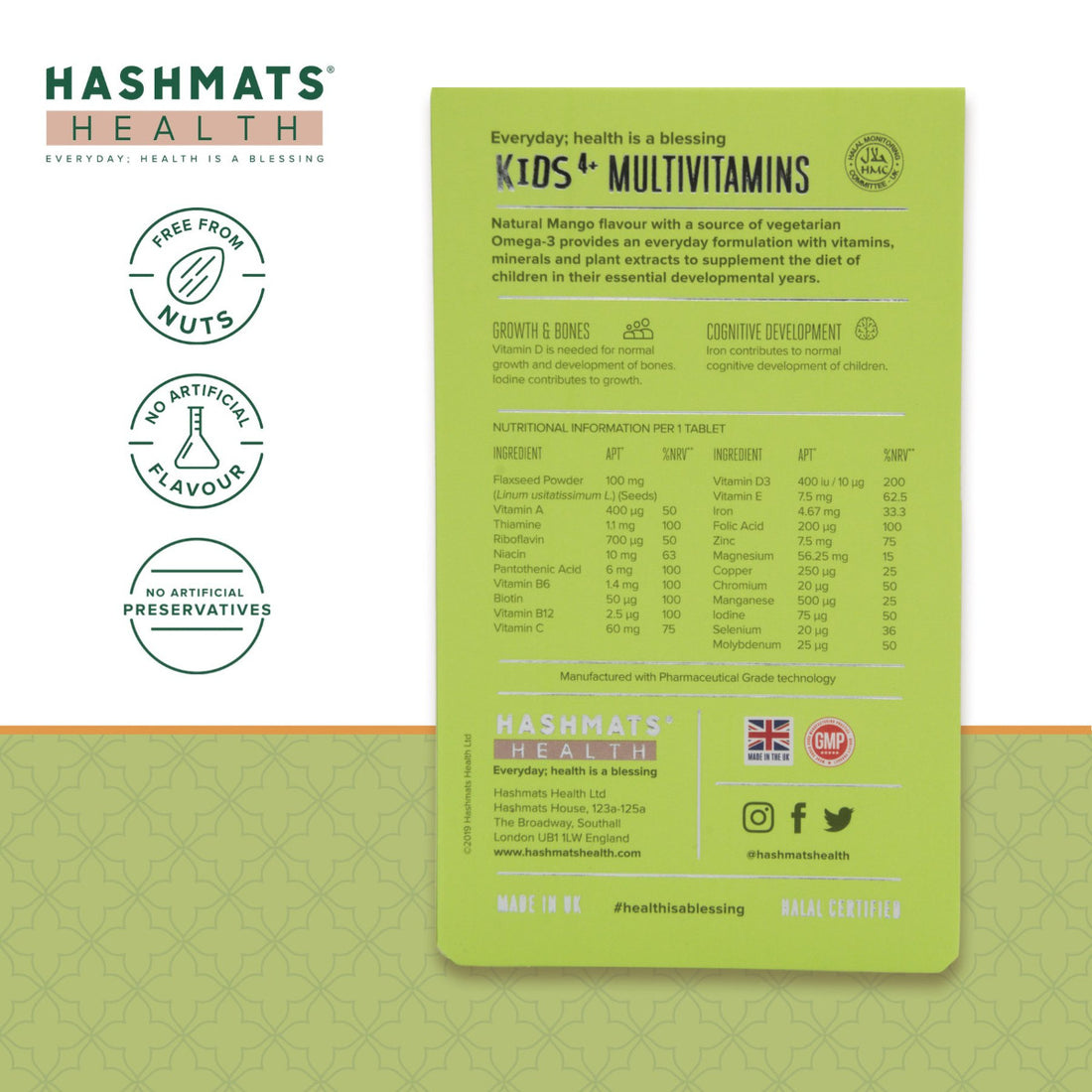 Multivitamines Halal Mangue pour enfants - 22 nutriments par HASHMATS®