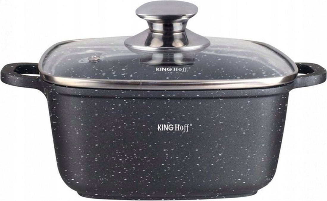 Kinghoff vierkante braadpan – marmercoating, glazen deksel, 3,7 tot 6,5 liter – foto 5