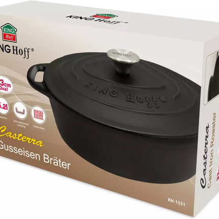 Kinghoff 1531 - Braadpan - 6,2L - Gietijzeren - alle warmtebronnen - 33 cm - ovaal