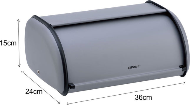 Kinghoff - Broodtrommel - RVS - Grijs - Retro - 36x24x15 cm