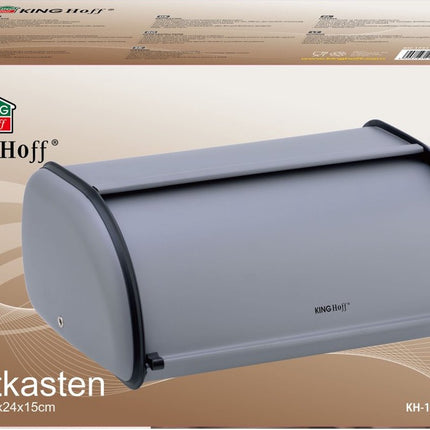 Kinghoff - Broodtrommel - RVS - Grijs - Retro - 36x24x15 cm