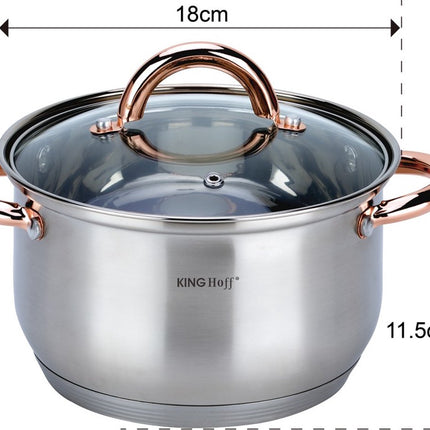 Kinghoff - 12 delige pannenset - kookpannen - 16-16-18-20-24-24 cm - met deksel