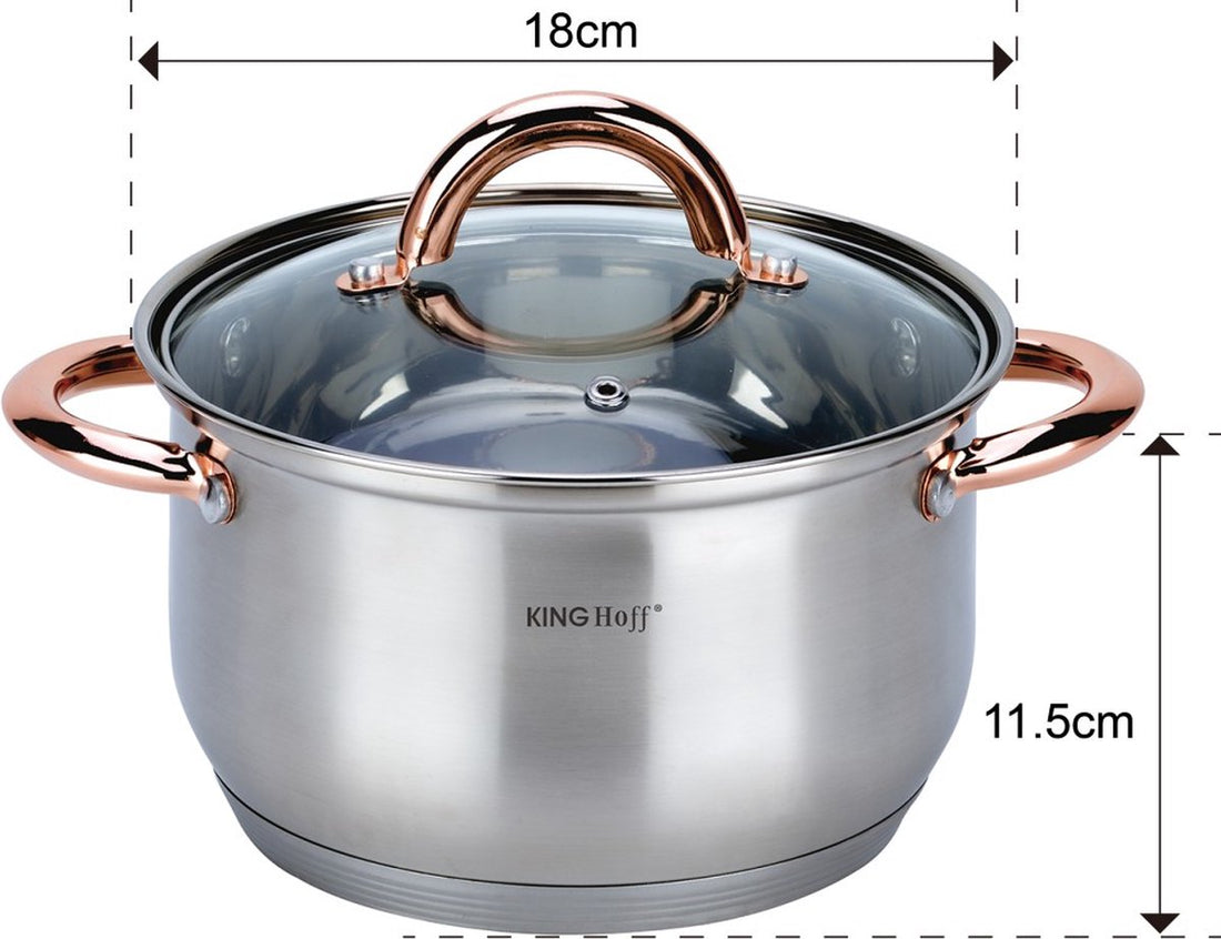 Kinghoff - Batterie de cuisine 12 pièces - casseroles - 16-16-18-20-24-24 cm - avec couvercle