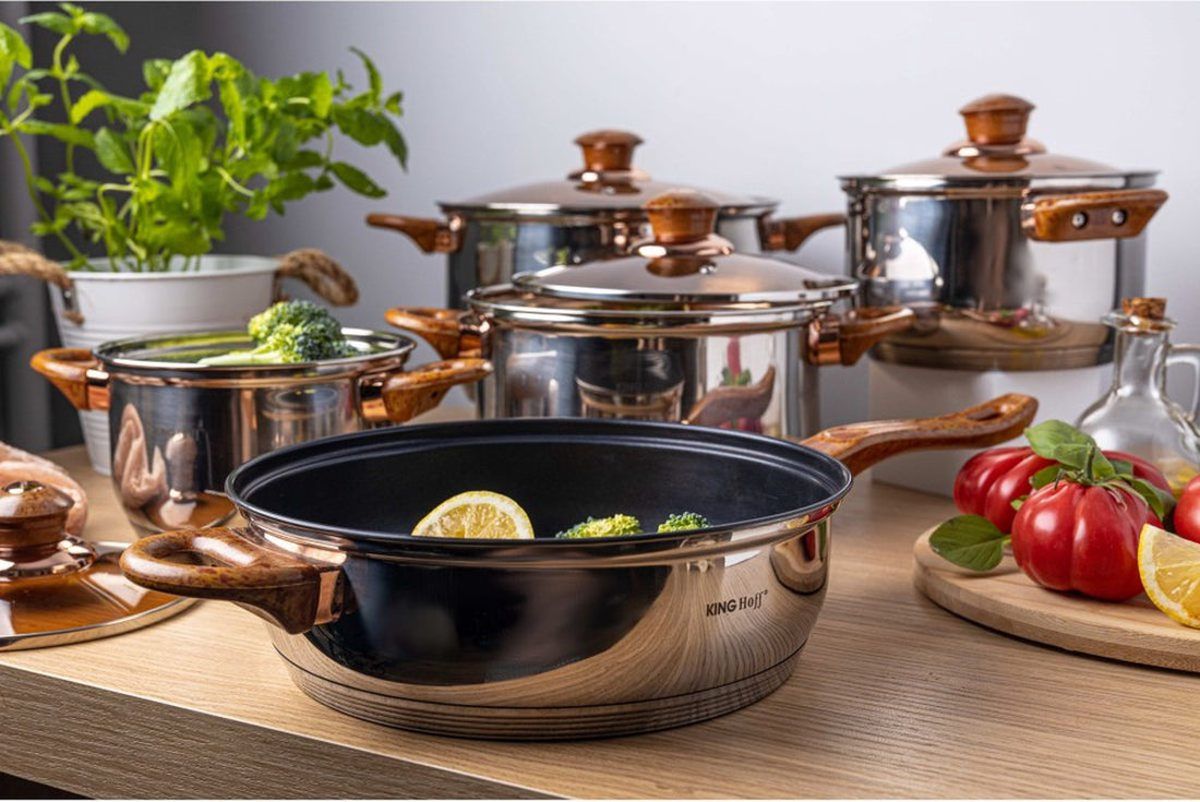Kinghoff 1768 - Set de casseroles - 12 pièces - Acier inoxydable de haute qualité - Fond thermique
