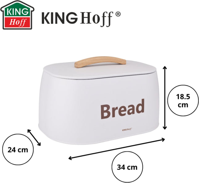 Kinghoff 1947 - Broodtrommel - houten handvat - metaal - Wit