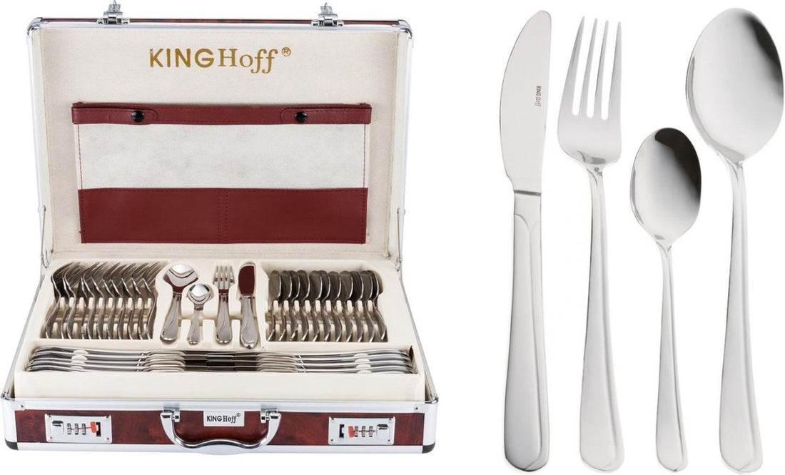 KINGHOFF 3561 - mallette de couverts de luxe - 72 pièces - 12 personnes - Couverts modernes