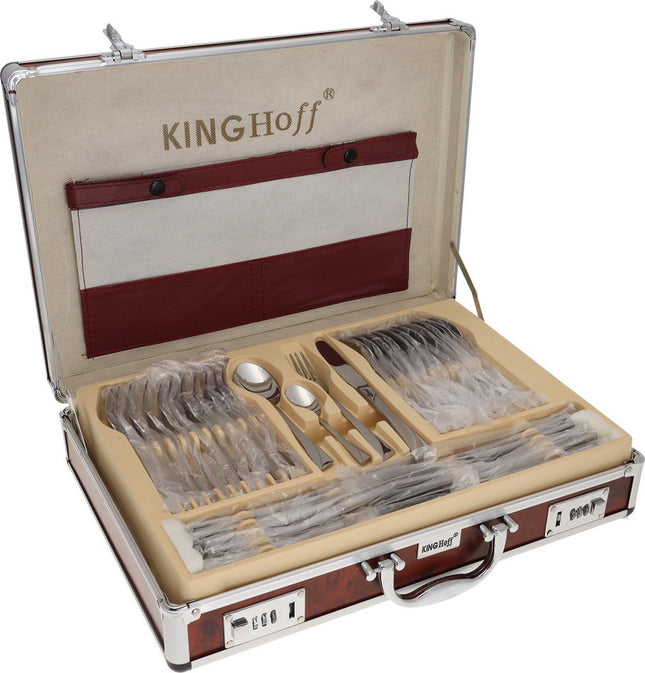 KINGHOFF 3561 - luxe bestekset koffer - 72 delig - 12 persoons - Modern bestek