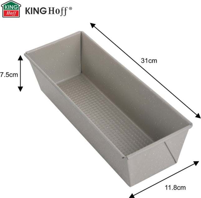 KINGHoff Bakvorm 31 cm - Fruitcakevorm voor Cake en Brood - Koolstofstaal met Anti-Aanbak Laag - Ovenbestendig tot 220°C - Beige Marmervorm KH-1972