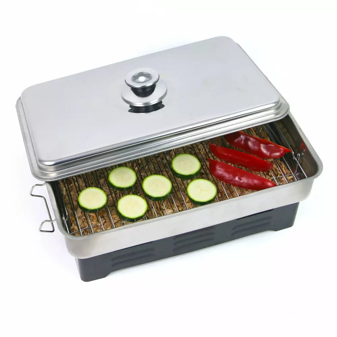 Balcony Smoker with Thermometer - Stainless Steel, Compact and Portable - Ideal for Fish, Chicken and Meat - Barbecue Smoker - BBQ Smoker