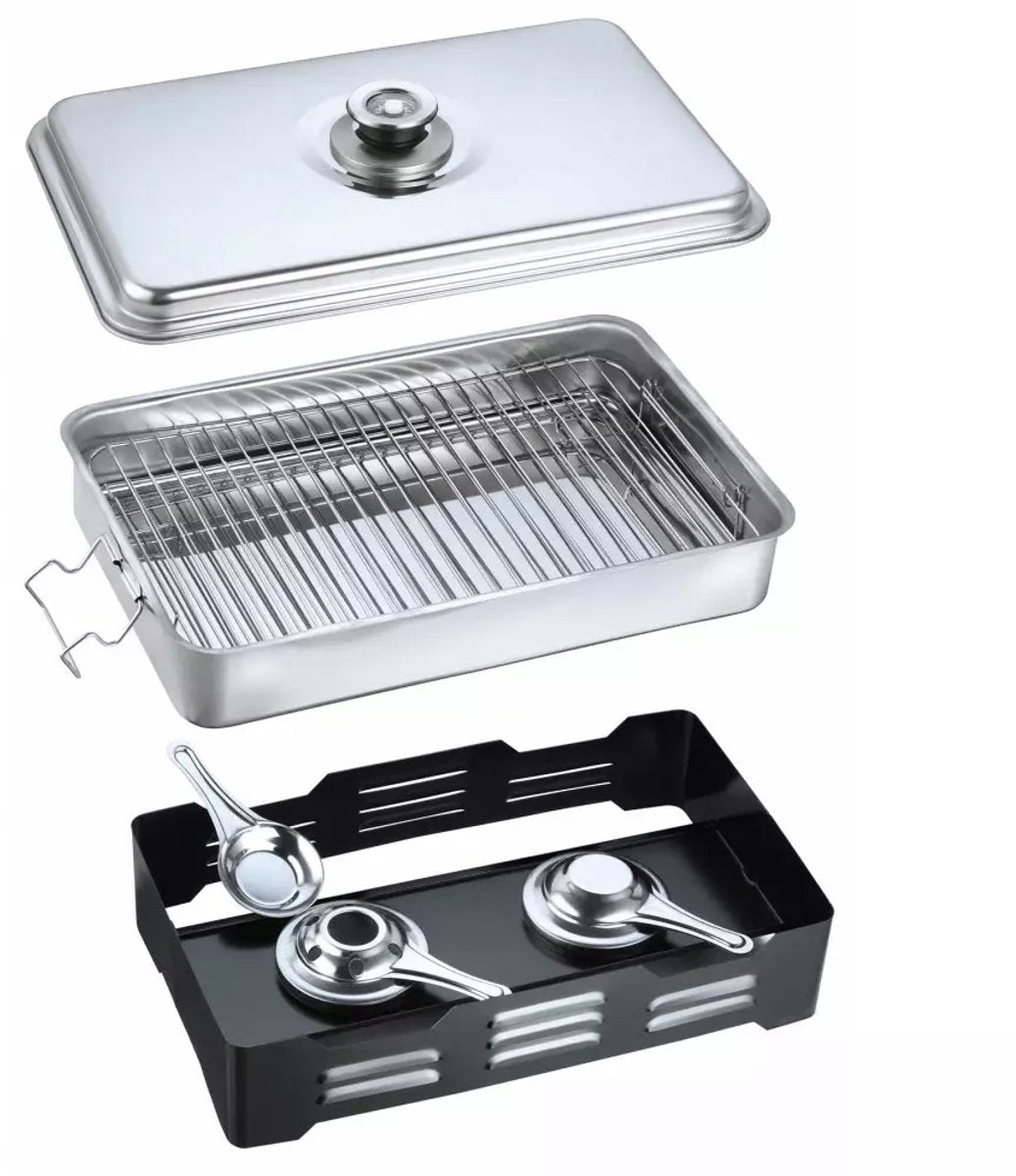 Balcony Smoker with Thermometer - Stainless Steel, Compact and Portable - Ideal for Fish, Chicken and Meat - Barbecue Smoker - BBQ Smoker