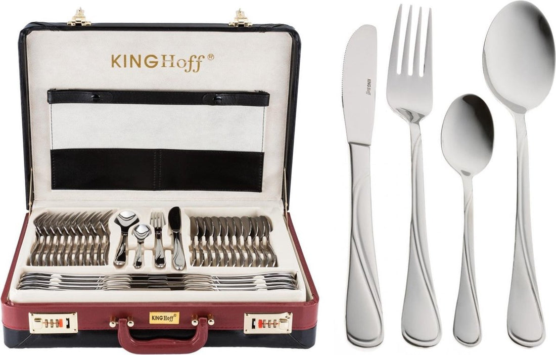 KINGHOFF Ménagère de Couverts en Valise - 72 pièces - 12 personnes