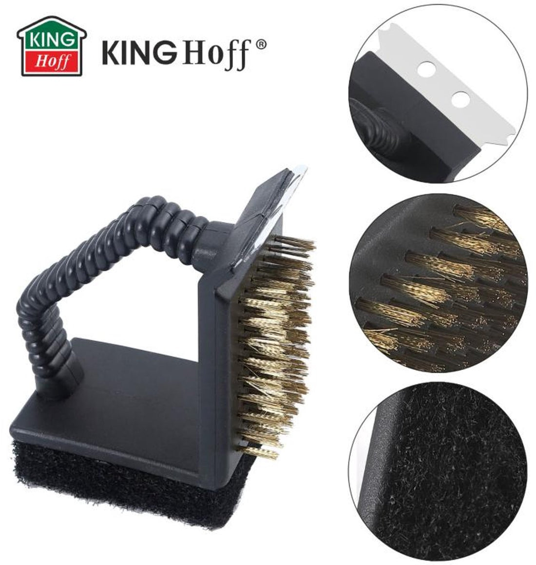 Kinghoff KH-1913 barbecueborstel 3-in-1 – borstel, spons en schraper – foto 2