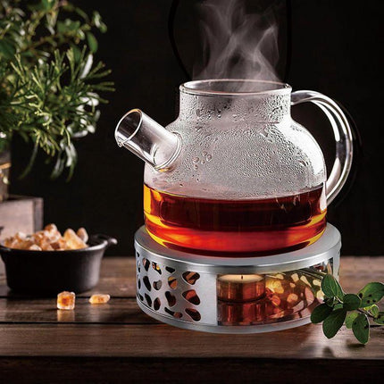 KINGHOFF KH-1898 Theewarmer – RVS, Ø15 cm, Langdurige Warmtebehoud voor Theepotten en Karaffen - Theepot Verwarmer - Waxinelichthouder