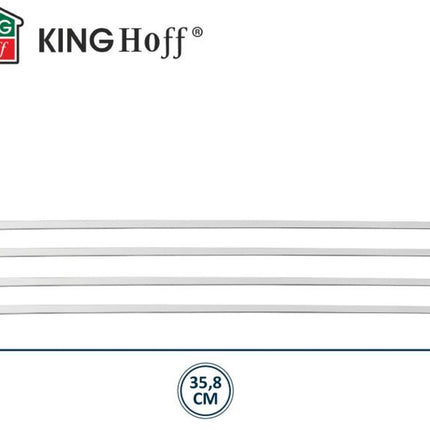 Kinghoff KH-1914 BBQ Spiezen Set van 4 – RVS Grillspiezen 35,8 cm – Geschikt voor Shaslick, Kebab en Kip - BBQ Accessoirres - Barbecue Giftset