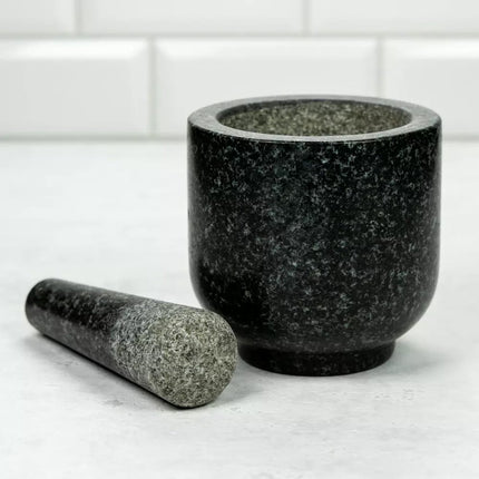 Kinghoff KH1679 - Vijzel en Stamper Set van Natuursteen Graniet - Vijzel 12cm - Stamper 15.5cm - Duurzaam en Stijlvol Keukengerei - Handgemaakt