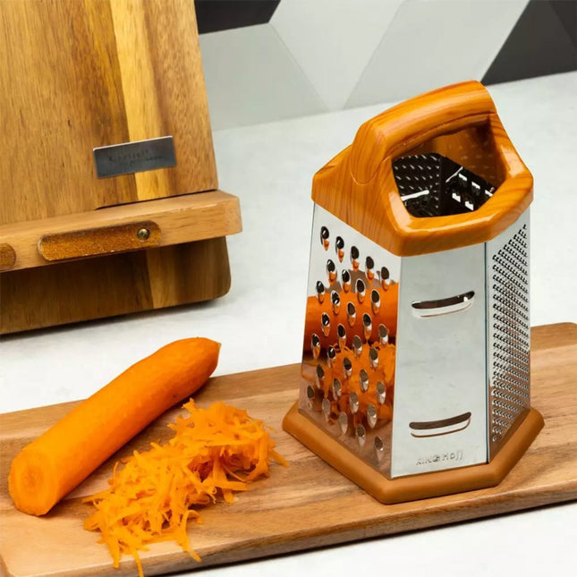 Kinghoff KH4081 Zeskantige Keukenrasp - 6-in-1 Multifunctionele Rasp - Hoogwaardig RVS - Multifunctionele Rasp