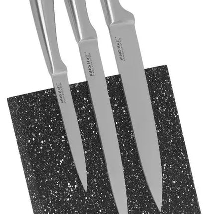 Kinghoff Magnetisch Messenblok - Universeel Zwart Gemarmerd Magnetisch Messenrek - Modern Keukenaccessoire (21,5 x 21,5 cm)