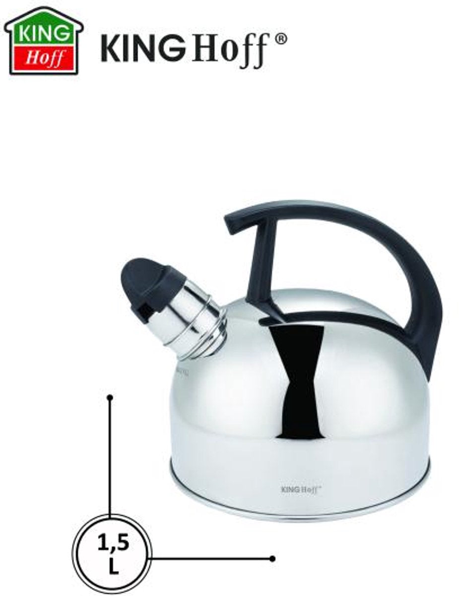 Kinghoff fluitketel KH-1896 – traditionele waterketel van RVS, 1,5 liter – foto 2