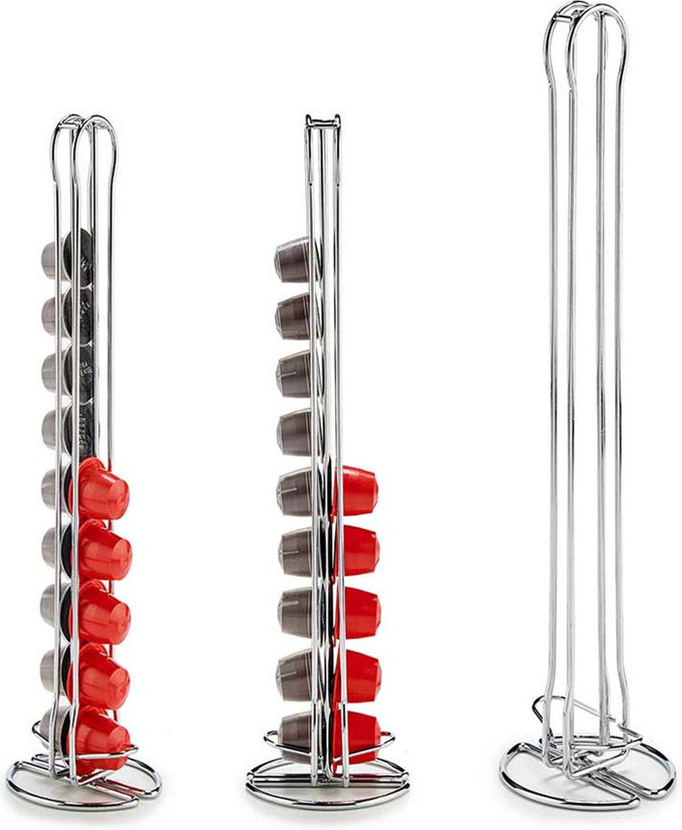 Kinvara houder voor 20 Nespresso cups – metalen capsuledispenser, zilver – foto 3