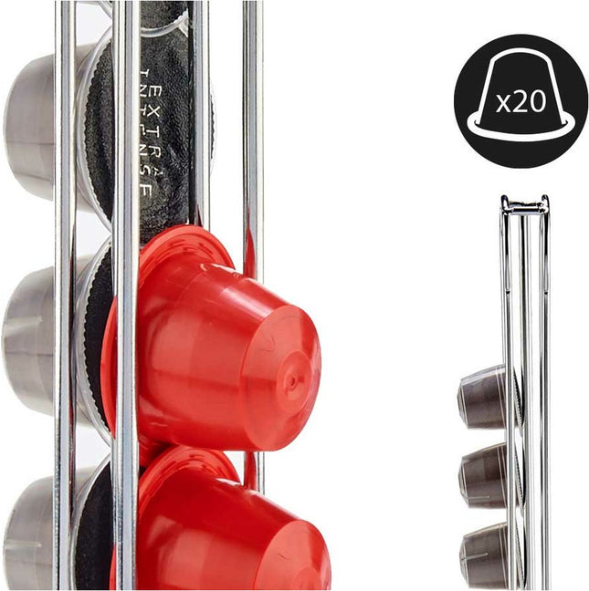 Koffie cup-capsule houder-dispenser - metaal - voor 20 cups- Nespresso cups