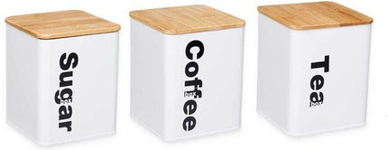 Voorraadbussen met Bamboe deksel - Koffie, Thee en Suiker