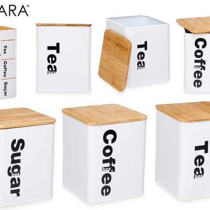 Voorraadbussen met Bamboe deksel - Koffie, Thee en Suiker