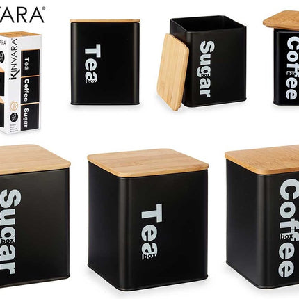 Voorraadbussen met Bamboe deksel - Koffie, Thee en Suiker