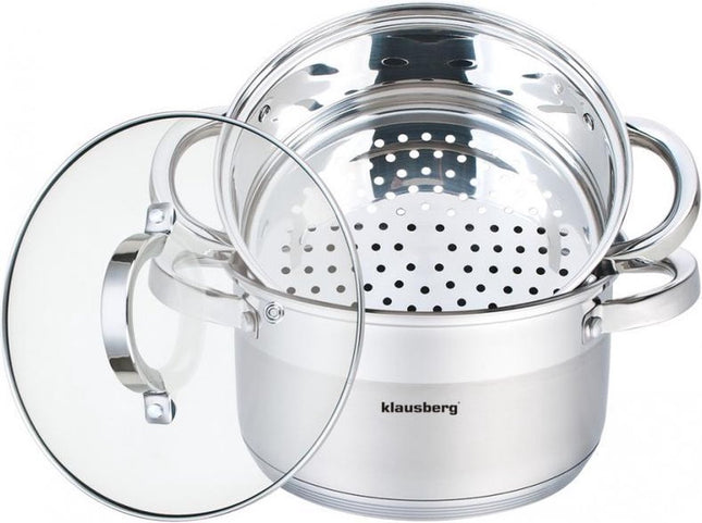 Klausberg - stoompan - 3 delig - 20cm - rvs - alle warmtebronnen